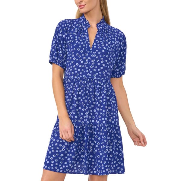 Womens Cece Short Sleeve Floral Chiffon Shift Dress