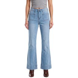 Womens Bleu Mid Rise Patch Pocket Bootcut Jeans