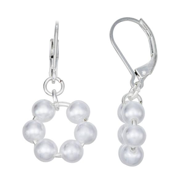 You''re Invited Silver-Tone Pearl Circle Drop Leverback Earrings - image 