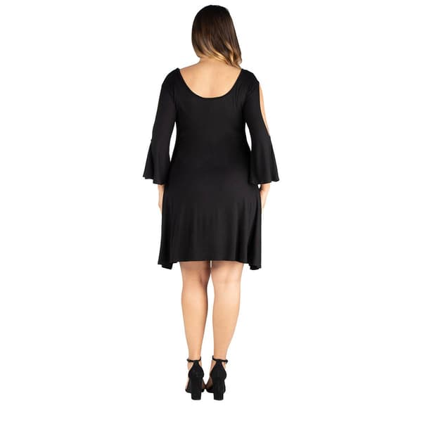 Plus Size 24/7 Comfort Apparel Cold Shoulder A-Line Dress