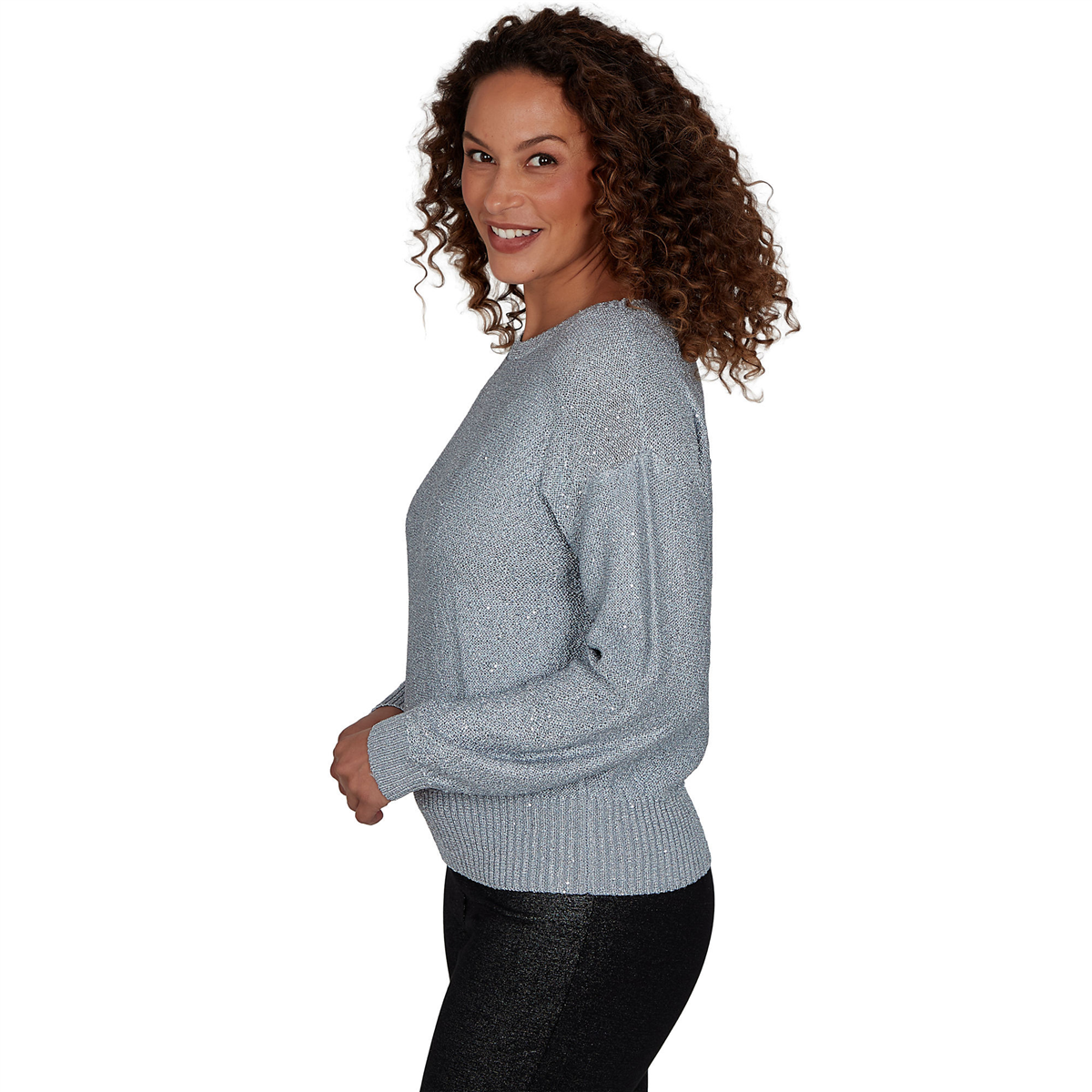 Petite Emaline Lavender Revelry Long Sleeve Sequin Sweater