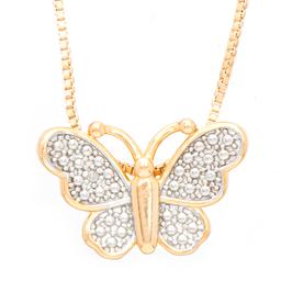 Gianni Argento Gold Diamond Butterfly Pendant Necklace