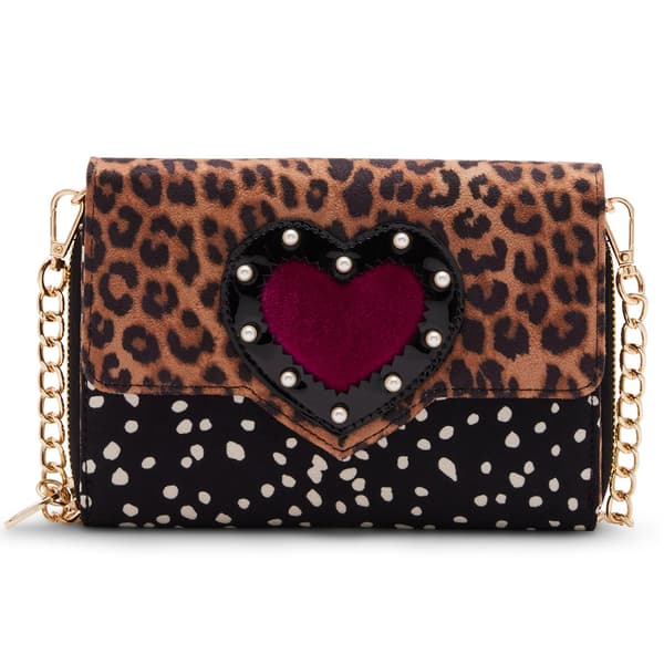 Womens Betsey Johnson Leopard Heart Wallet on a Chain