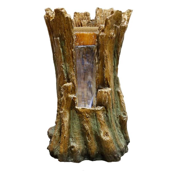 Alpine Tree Trunk Fountain w/ Cool White LED Lights - image 