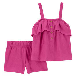 Toddler Girl Carter''s&#40;R&#41; Solid Crinkle Jersey Tank Shorts Set