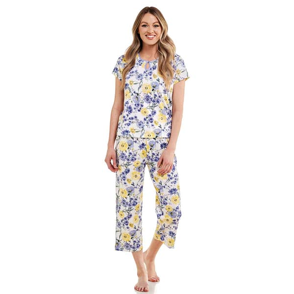 Petite Karen Neuburger Sunshine Floral Keyhole Capri Pajama Set - image 