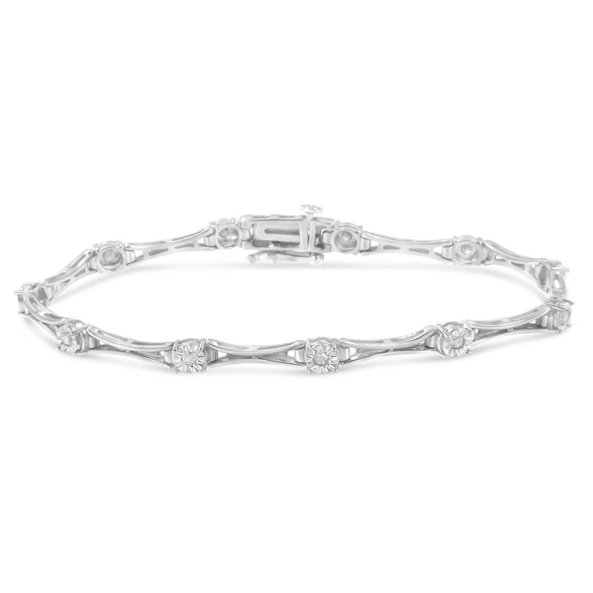 Diamond Classics(tm) Silver 1/4ctw. Rose Cut Diamond Tennis Bracelet