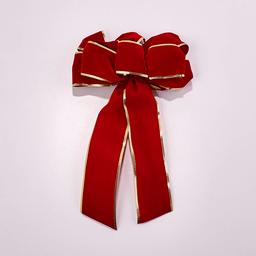 Festive Designer Red Bow with 6 Loops &amp; Pressed Edges - 8x17