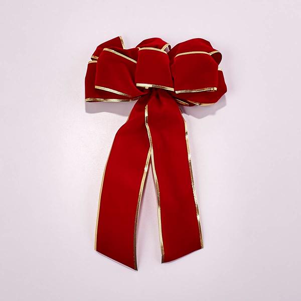 Festive Designer Red Bow with 6 Loops &amp; Pressed Edges - 8x17 - image 