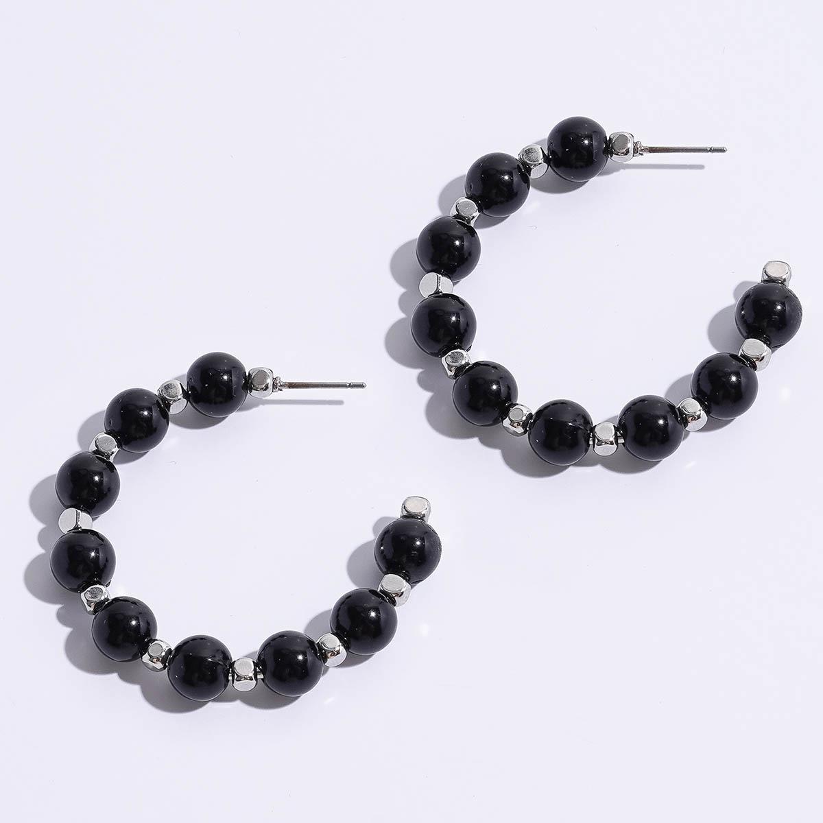 Ashley Cooper(tm) Rhodium-Tone Beaded Hoop Earrings
