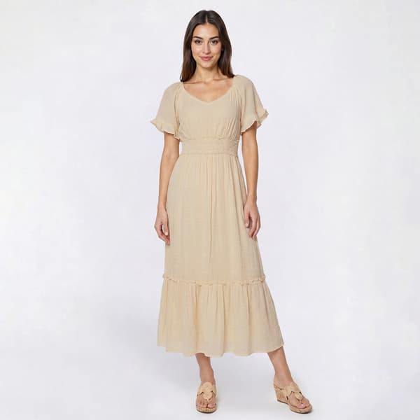 Womens Luxology Flutter Sleeve Gauze Midi Dress - image 