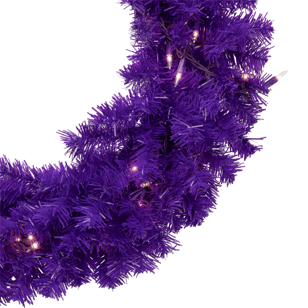 Northlight 24in. Pre-Lit Artificial Purple Pine Christmas Wreath