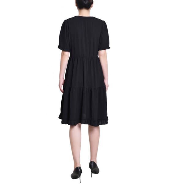 Petite NY Collection Short Sleeve Ruffle Trim A-Line Dress