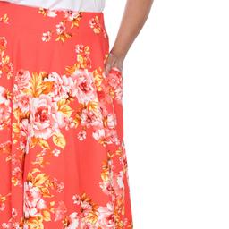 Plus Size White Mark Tasmin Spring Floral Flare Midi Skirt