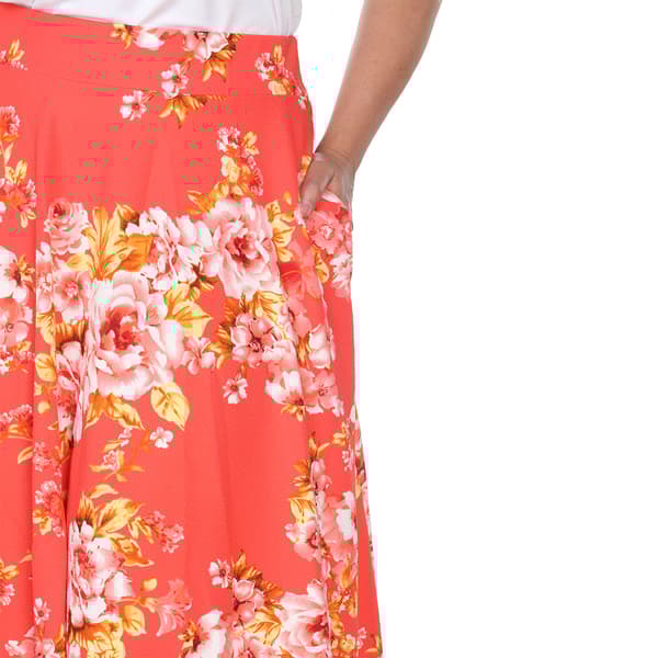 Plus Size White Mark Tasmin Spring Floral Flare Midi Skirt