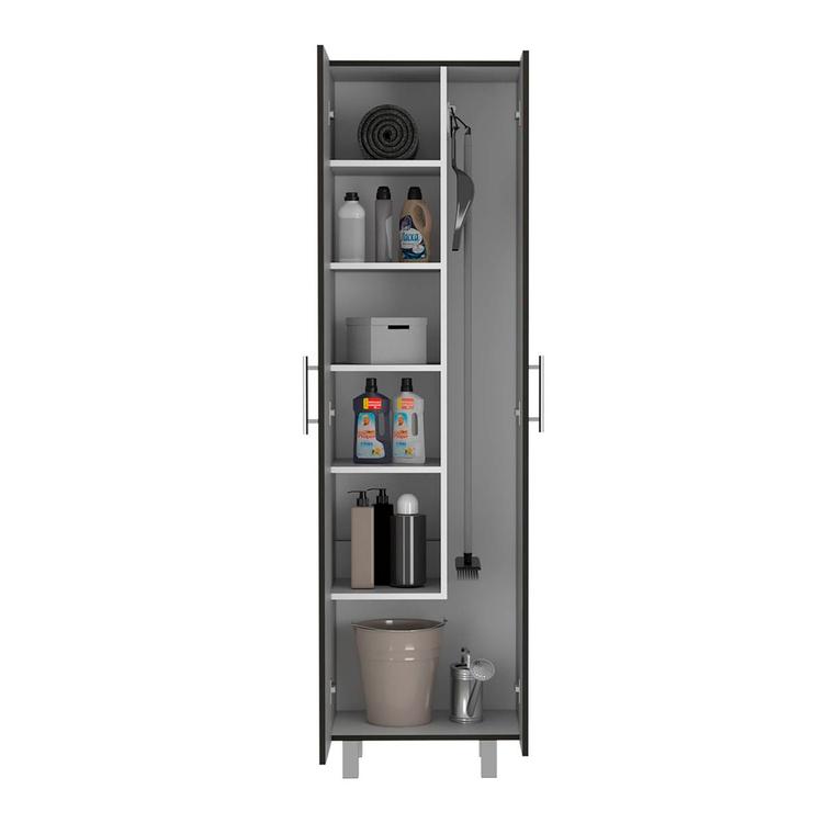 FM FURNITURE Norway Black Broom Closet Pantry