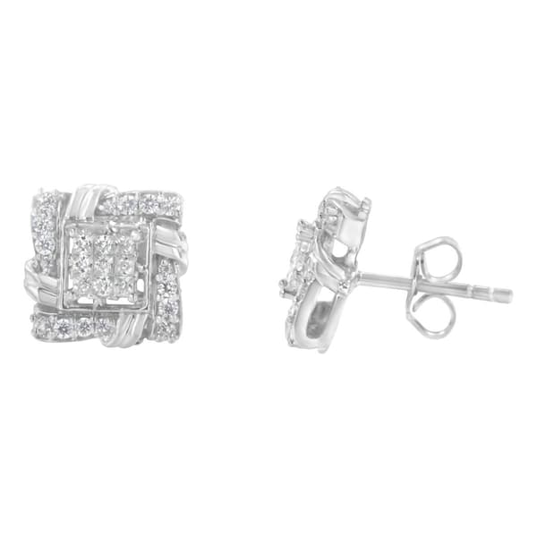 Haus of Brilliance Sterling Silver 1/2ctw. Diamond Stud Earrings