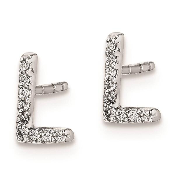 Pure Fire 14kt. White Gold Diamond Letter L Initial Post Earrings