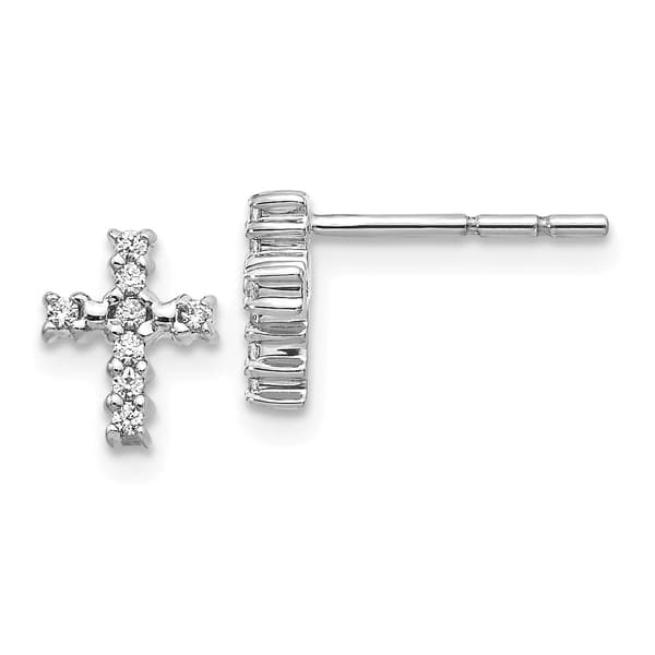 Diamond Classics&#40;tm&#41; 14k White Gold 8x6mm Cross Earrings - image 