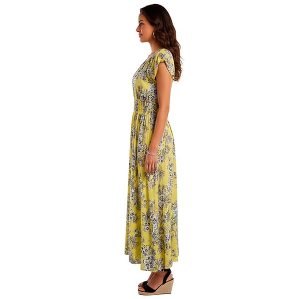 Womens Nautica Puff Sleeve Garden Floral Midi Dress