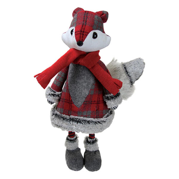Northlight Seasonal 18in. Plush Bouncy Girl Fox in Plaid - image 
