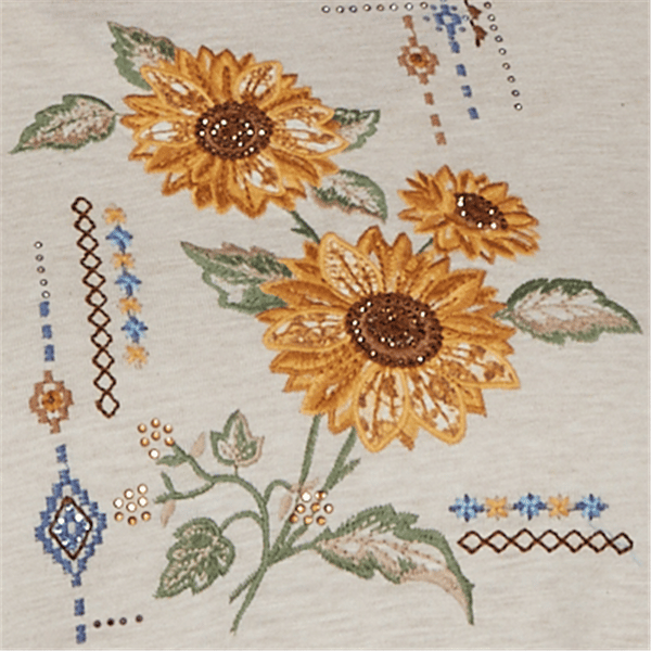 Plus Size Alfred Dunner Tuscany Sunflower Embroidered Blouse