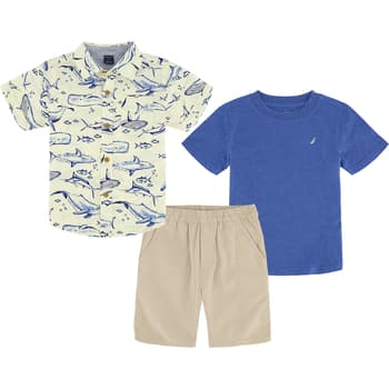 Nautica Boys 4-7 Sail 3-Piece Woven Short Set - 4 / Blue