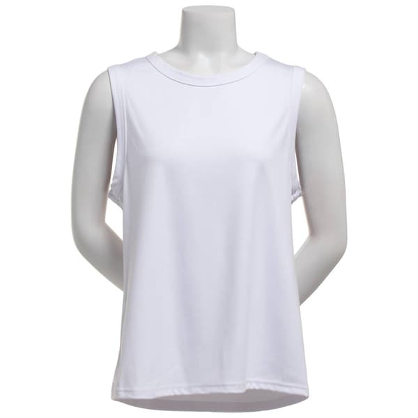 Womens Runway Ready Solid Butter Round Neckline Soft Tank Top - image 