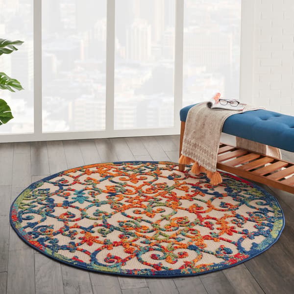 Nourison Aloha Scroll Contemporary Round Rug