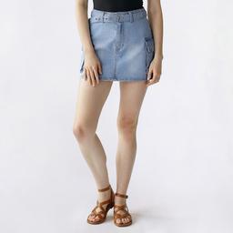Juniors Love Tree Belted Denim Cargo Skirt