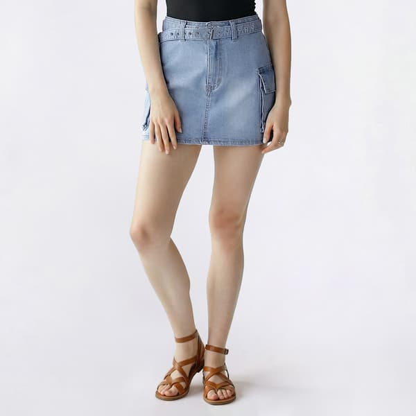 Juniors Love Tree Belted Denim Cargo Skirt - image 