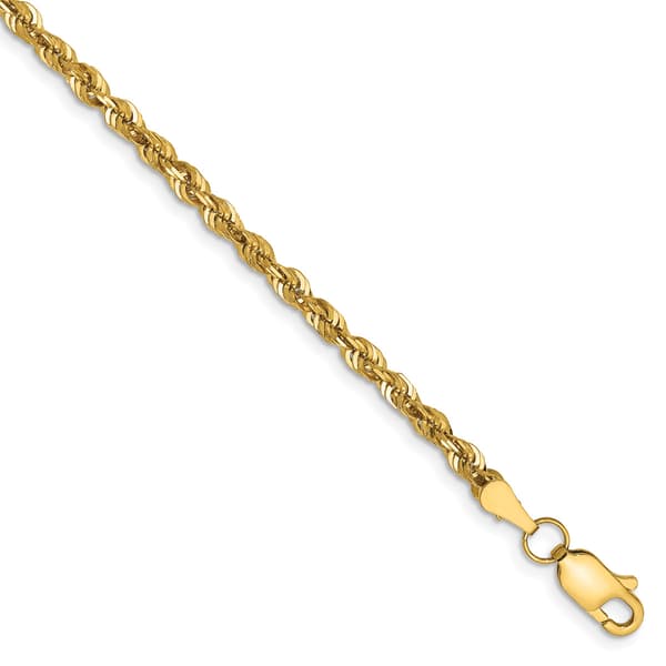 Gold Classics(tm) 2.75mm. Diamond Cut Extra-Light Rope Anklet - image 