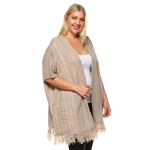 Plus Size White Mark Elbow Sleeve Maxi Cardigan