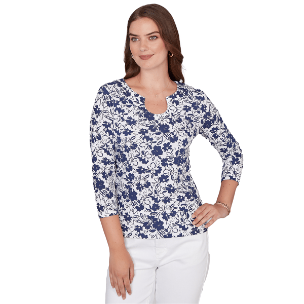 Petites Heart''s of Palm Printed Essentials Printed Stretch Jerse