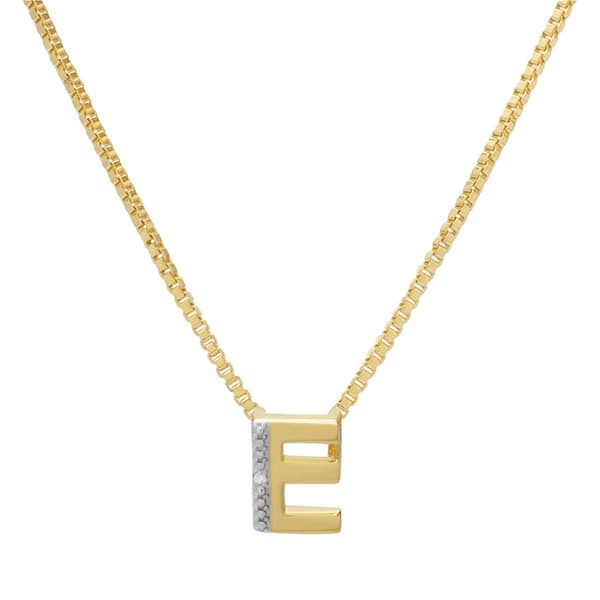 Gianni Argento 14kt. Gold Plated Diamond Accent E Pendant - image 