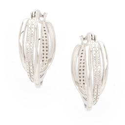 Gianni Argento Sterling Silver Diamond Accent Swirl Hoop Earrings