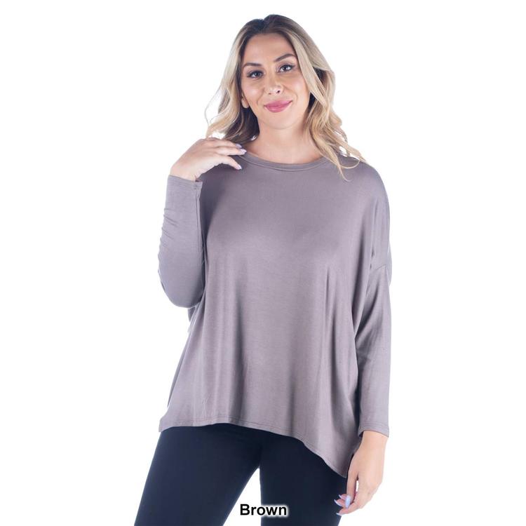 Plus Size 24/7 Comfort Apparel Dolman Long Sleeve Top