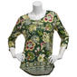 Womens OneWorld 3/4 Sleeve Round Neck Floral Leaf Sublimation Tee - image 1