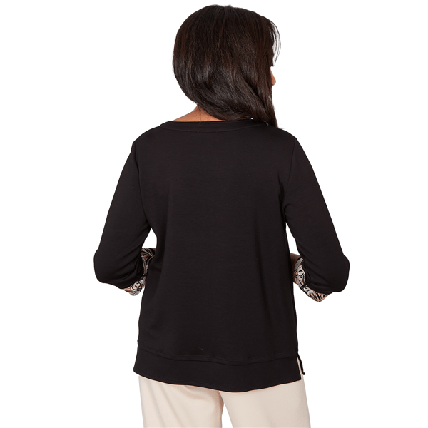 Petite Alfred Dunner Seville Bold Floral Border Trim Blouse