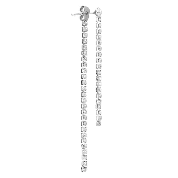 Athra Silver Plated Crystal Straight Drop Earrings