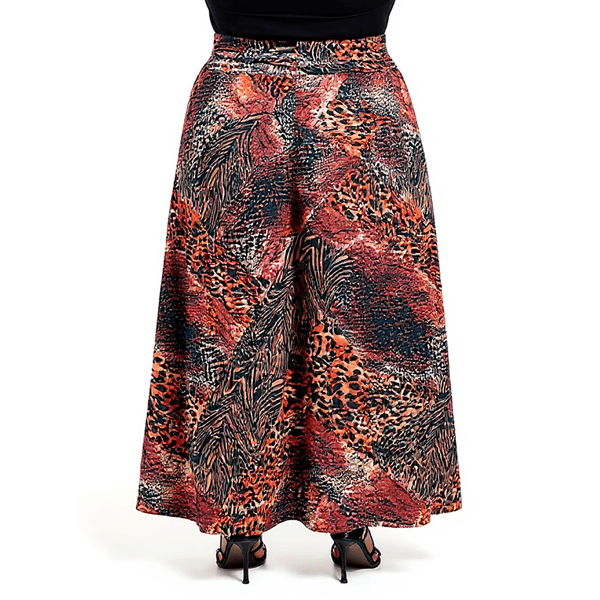 Plus Size 24/7 Comfort Apparel Brown Patchwork Maxi Skirt