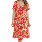 Womens Luxology Short Flutter Sleeve Floral Print Challis Dress - image 3