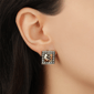 1928 Two-Tone Square Faceted Stud Earrings - image 2