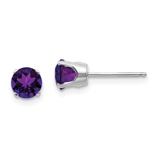 Gemstone Classics&#40;tm&#41; White Gold 5mm. Amethyst Stud Earrings - image 