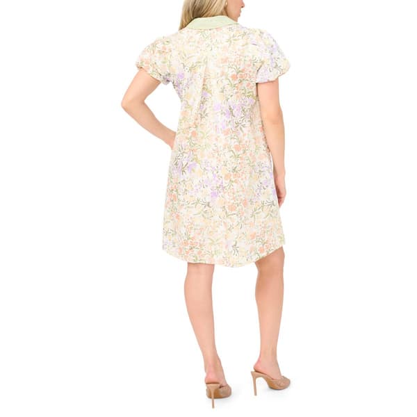 Petite MSK Puff Sleeve Ditsy Floral Cotton Poplin Shift Dress