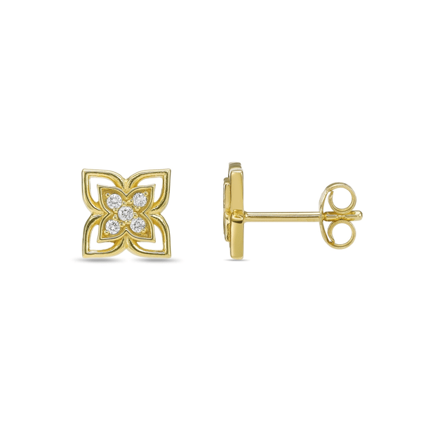 Brilliant Grown Gold-Plated Lab-Grown Diamond Floral Earrings