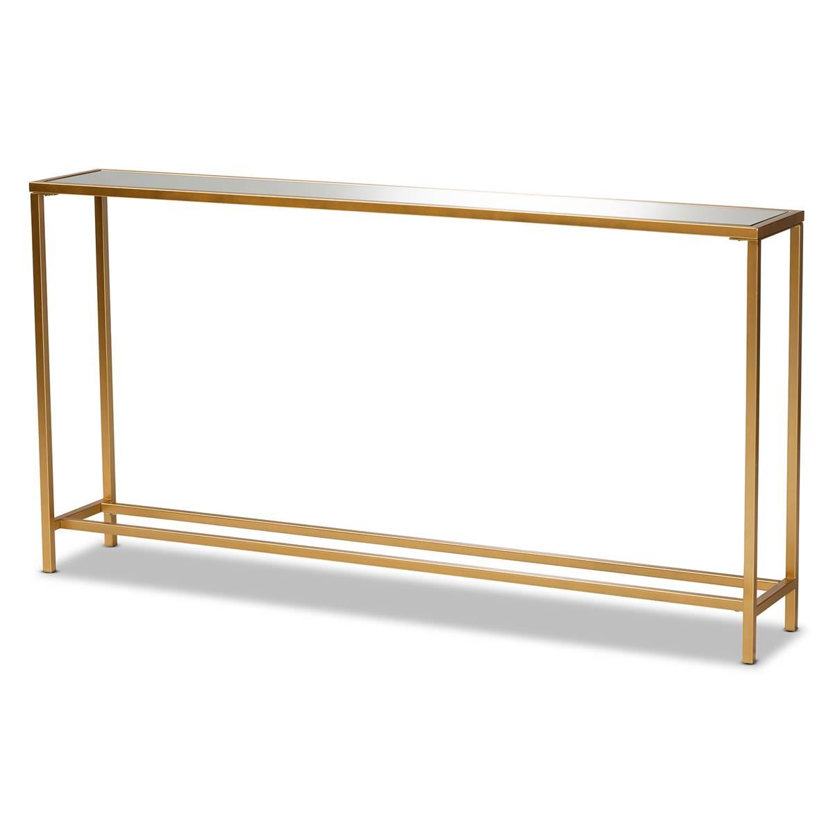 Baxton Studio Alessa Gold Finished Metal & Mirrored Glass...