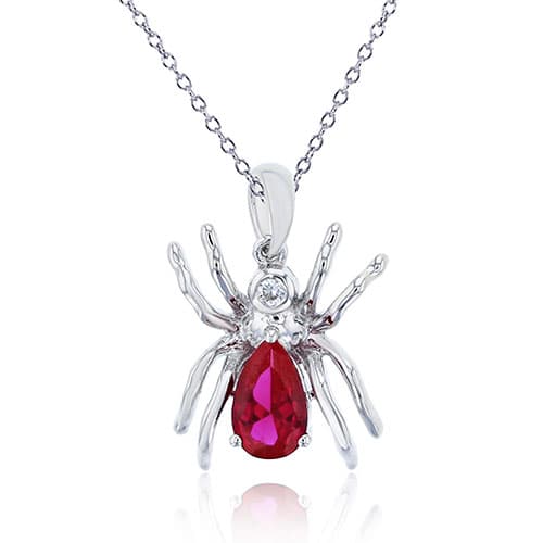 Gemstone Classics&#40;tm&#41; Sterling Silver Spider Pendant Necklace - image 