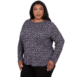 Plus Size Emaline Lavender Revelry Long Sleeve Diamond Blouse