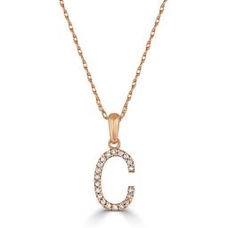 Diamond Classics(tm) 14kt. Rose Gold Initial C Letter Necklace
